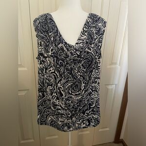 Blue and white swirl sleeveless blouse size 2XL